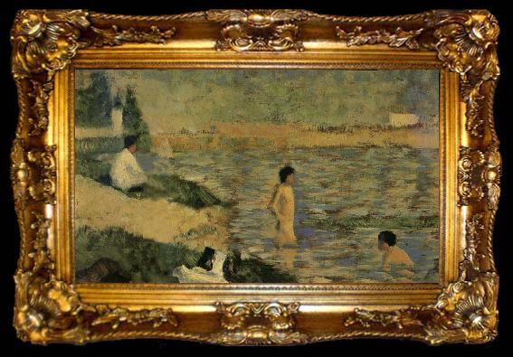 framed  Georges Seurat Bathers of Asnieres, ta009-2